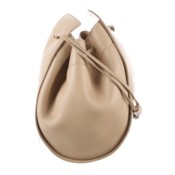 The Row Drawstring Pouch Bucket Bag Peebled Leather Beige Deerskin - Picture 2 of 12